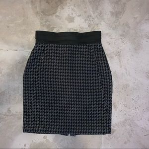 Houndstooth High Elastic Waist Skirt Slide Closure